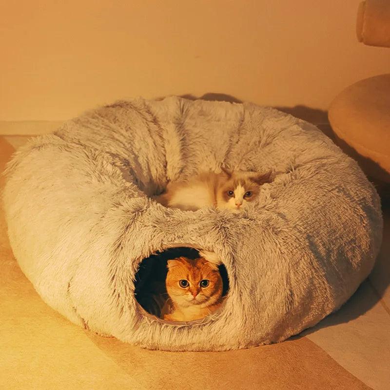 2 en 1 : Tunnel et lit pour chat et chatons - Animalerie en ligne Kat-Shop