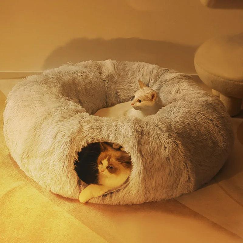 2 en 1 : Tunnel et lit pour chat et chatons - Animalerie en ligne Kat-Shop