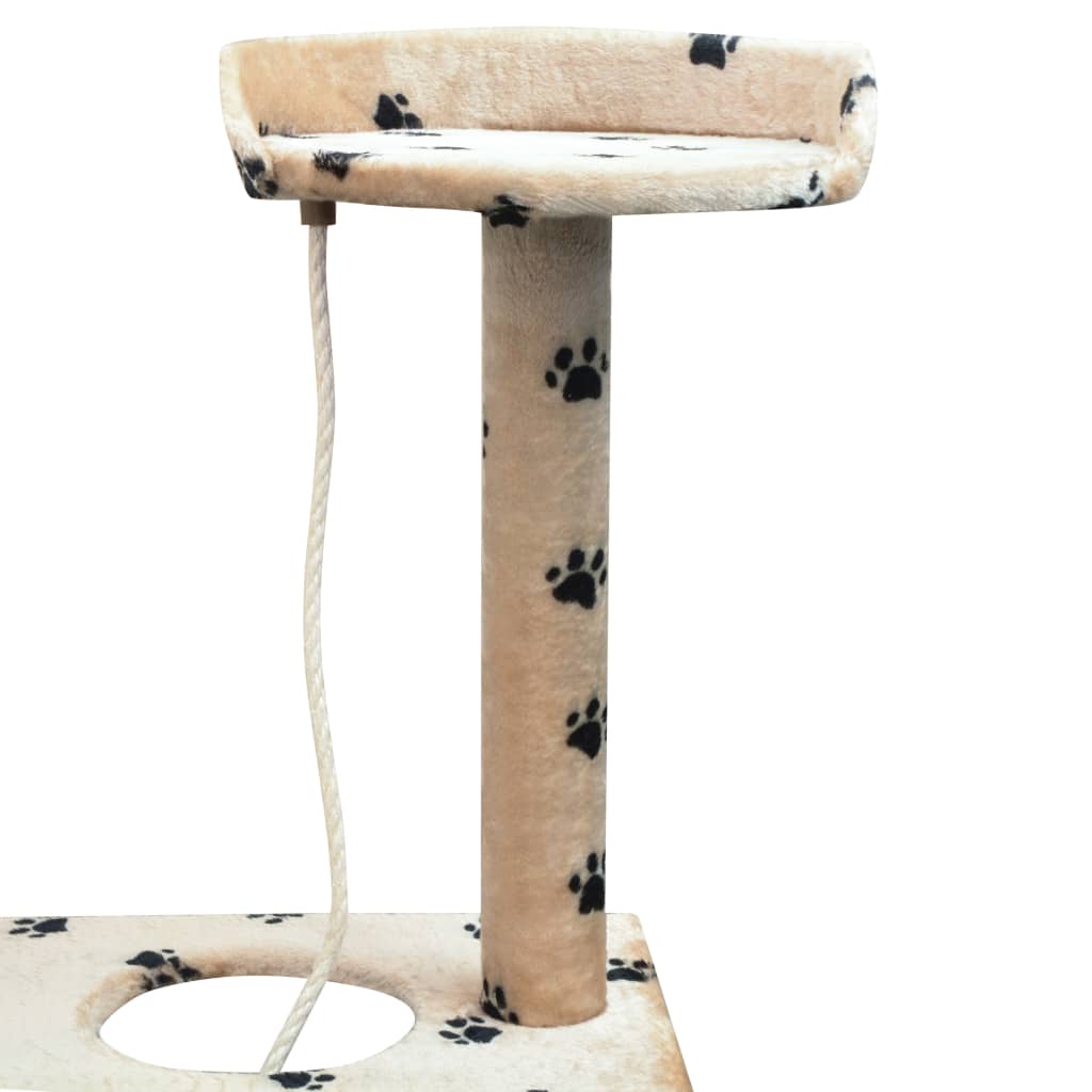 Arbre à chat et griffoir Sisal 150 cm Empreintes de pattes Beige