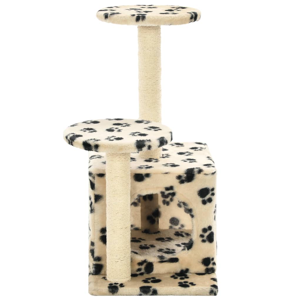 Arbre à chat avec griffoir en sisal 60 cm Beige Motif de pattes