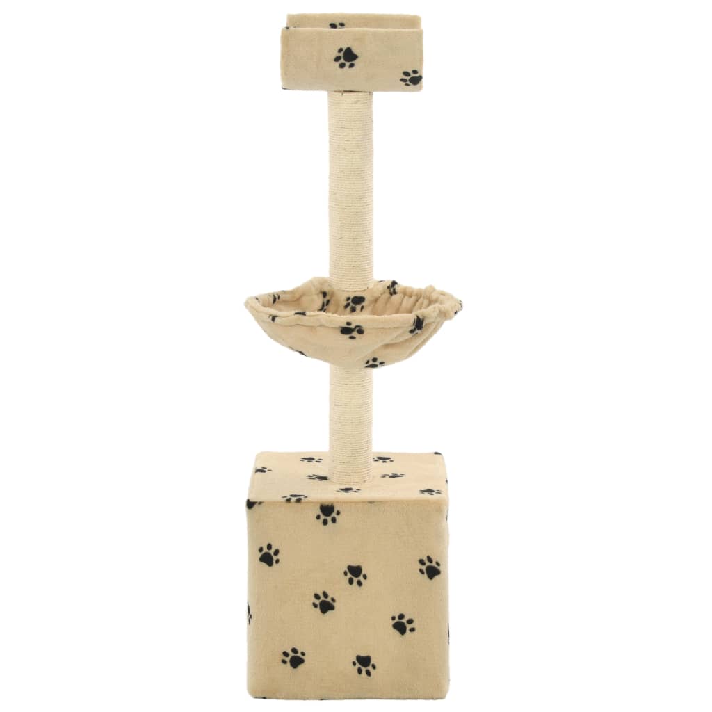 Arbre à chat et griffoirs en sisal 105 cm Beige Motif de pattes