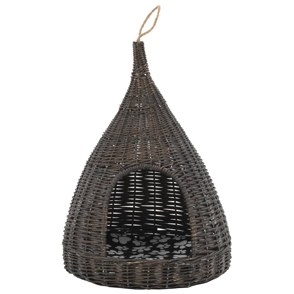 Panier pour chats avec coussin Gris 40x60 cm Saule naturel