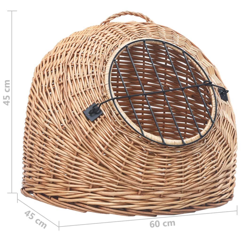 Cage de transport pour chats 60x45x45 cm Saule naturel