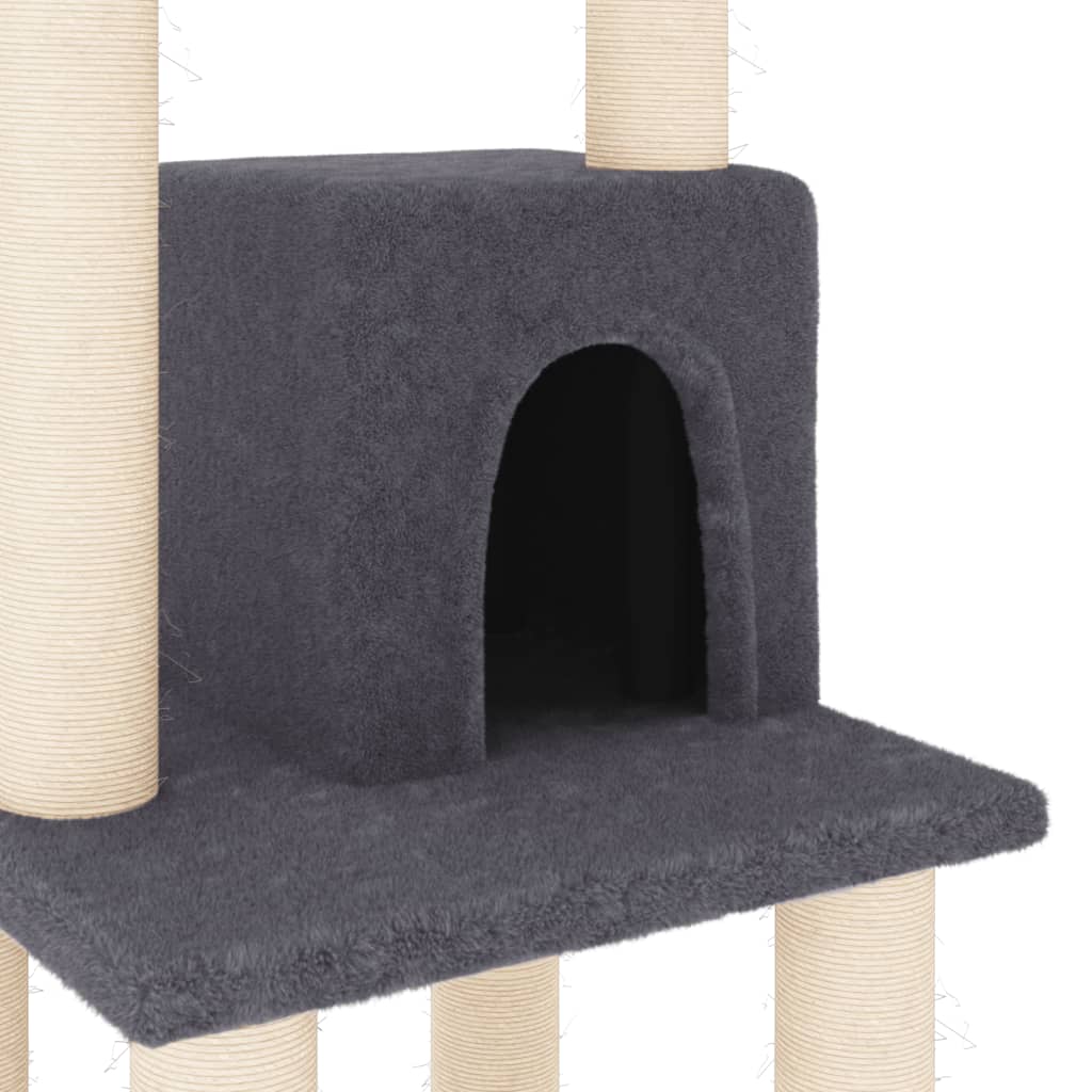 Arbre à chat avec griffoirs en sisal Gris foncé 105 cm