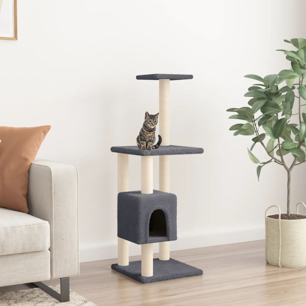 Arbre à chat avec griffoirs en sisal gris foncé 104 cm