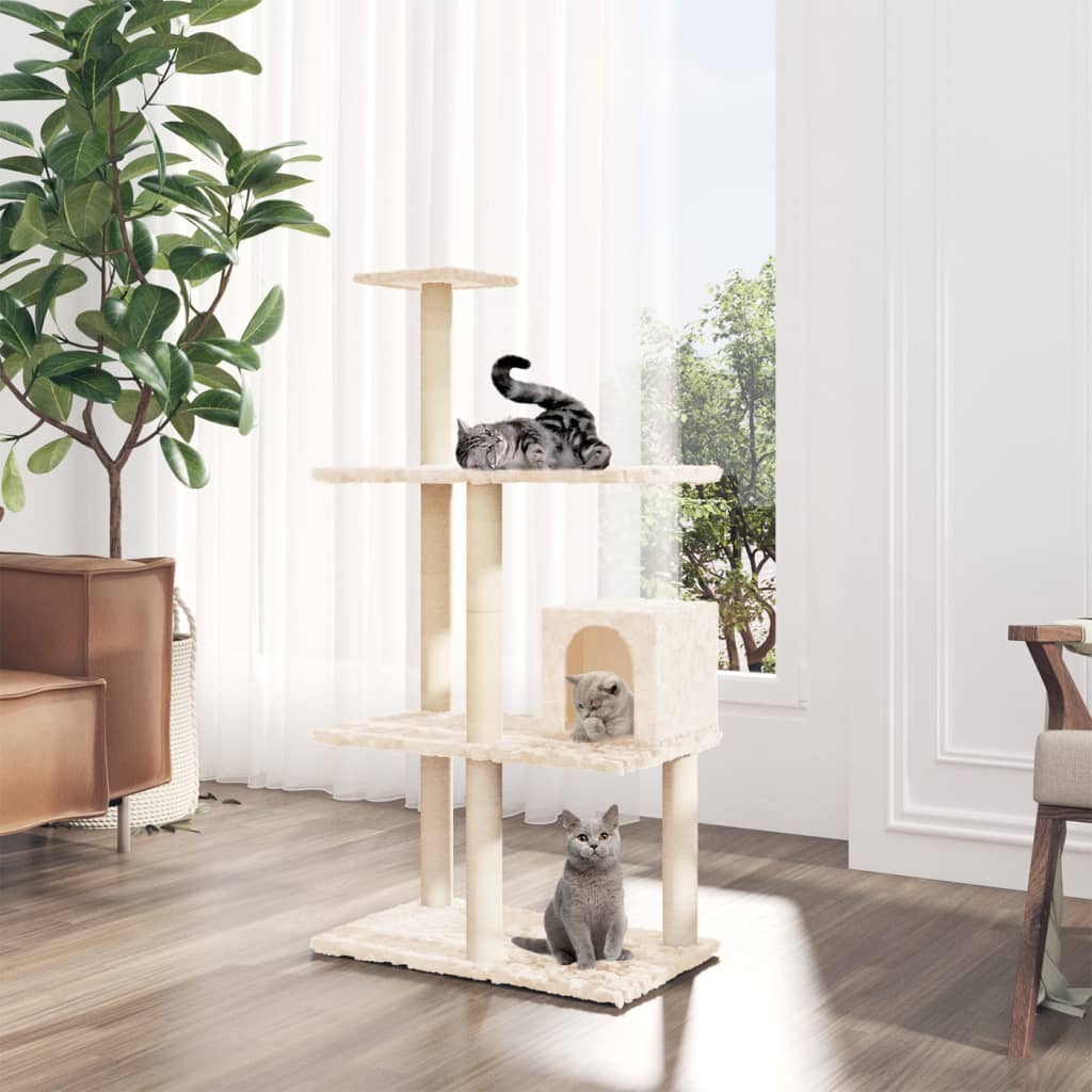 Arbre à chat avec griffoirs en sisal Crème 119 cm