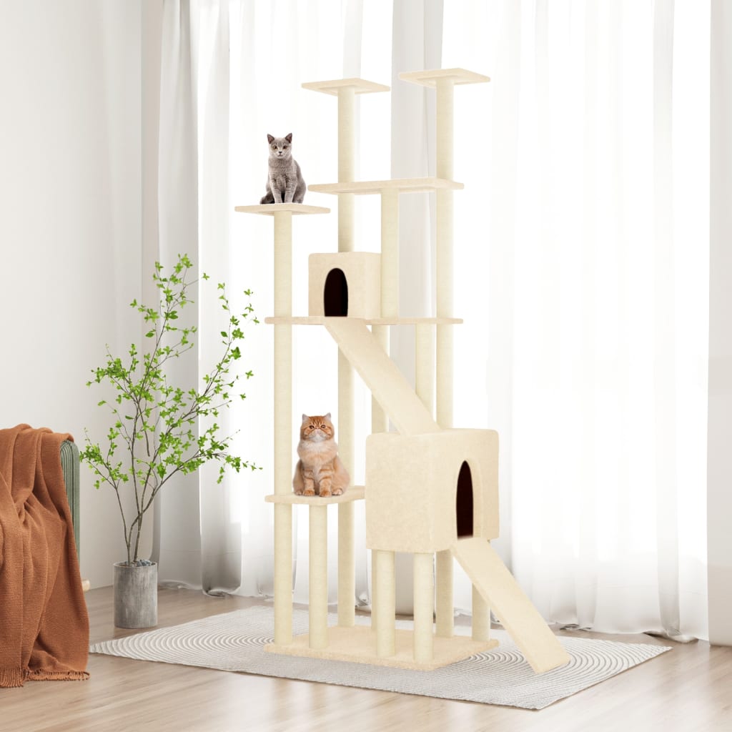 Arbre à chat avec griffoirs en sisal Crème 190 cm