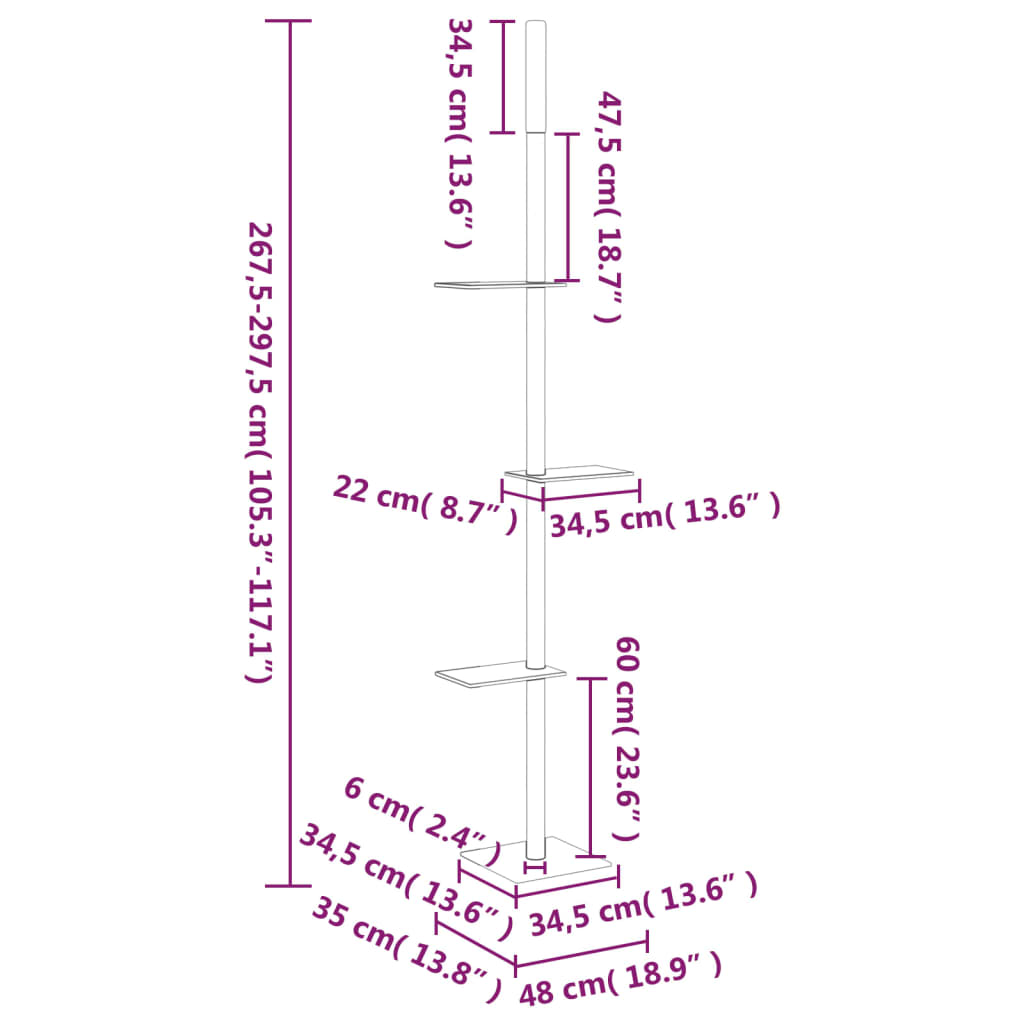 Arbre à chat du sol au plafond Crème 267,5-297,5 cm