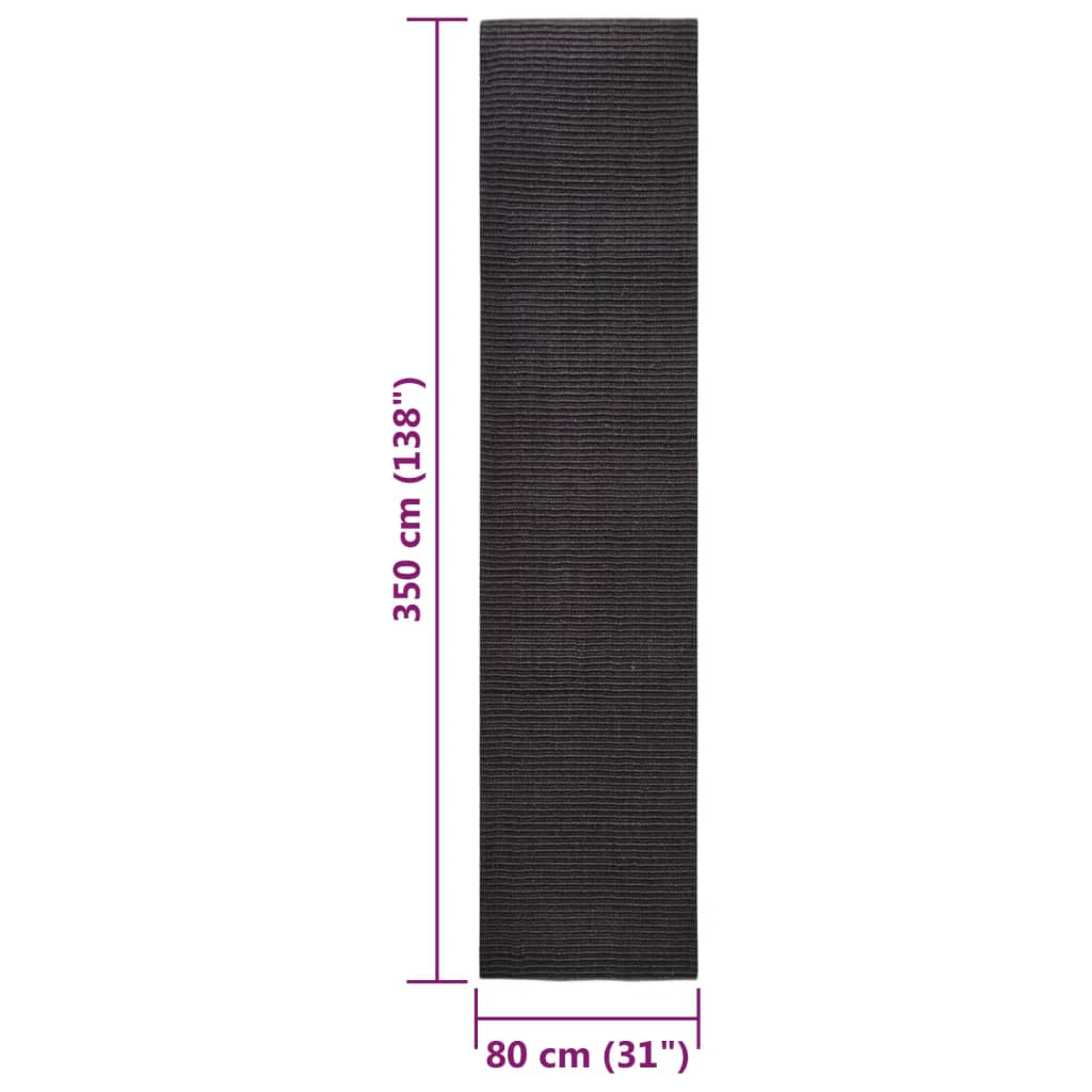 Tapis en sisal pour griffoir noir 80x350 cm