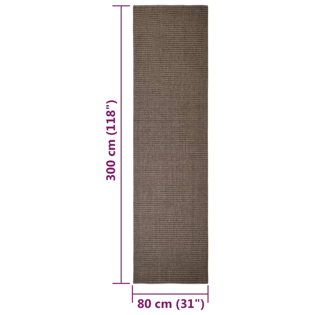 Tapis en sisal pour griffoir marron 80x300 cm