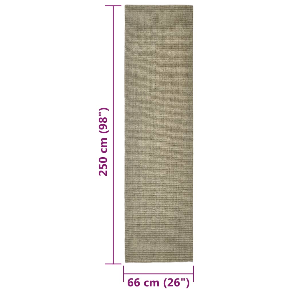 Tapis en sisal pour griffoir taupe 66x250 cm