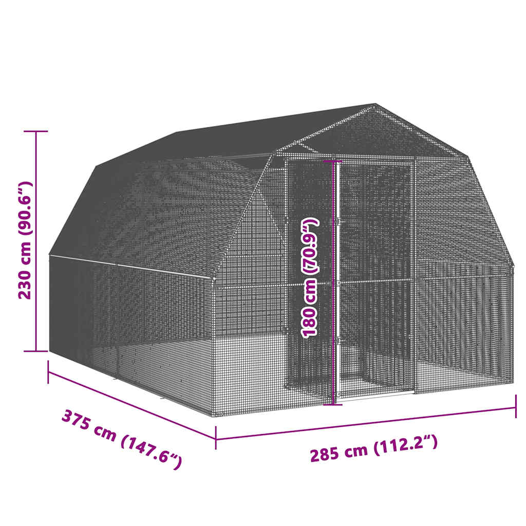 Cage à oiseaux avec porte argenté acier galvanisé