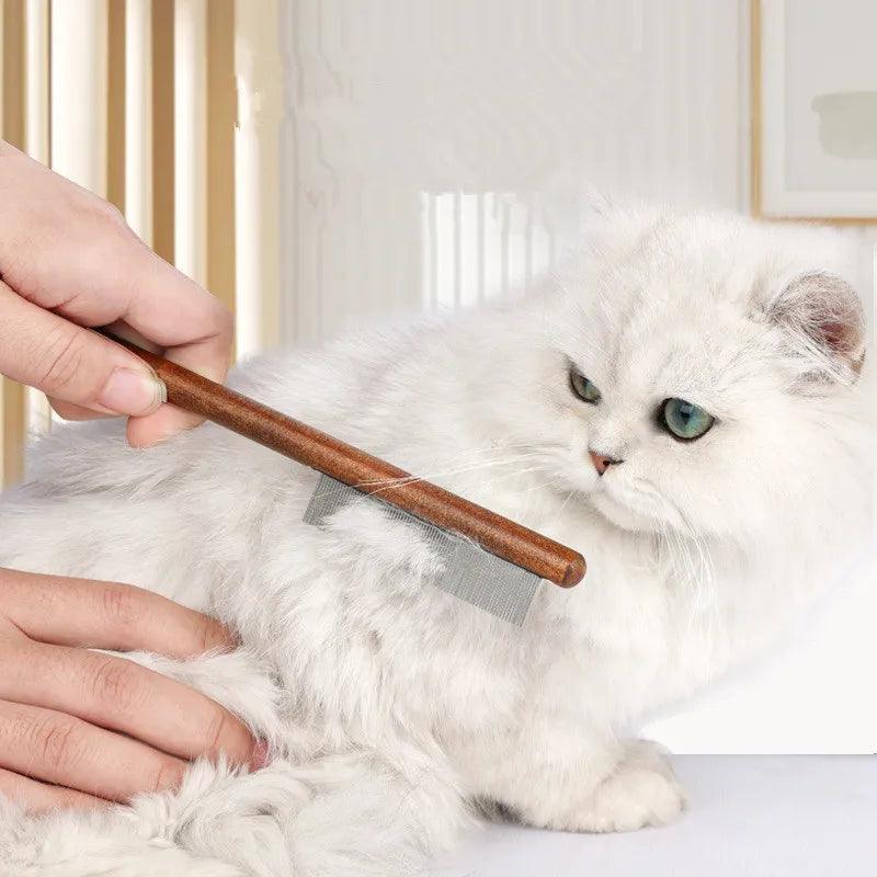 Cat Comb Stainless Steel Pet Hair Remover Wooden Handle Cat Hair Comb Pet Grooming Massage Dog Brush Cleaning Tool Pets Supplies - Animalerie en ligne Kat-Shop