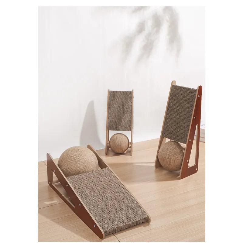 New Cat scratching board with vertical ball detachable scratching cat toy claw resistant to scrapping pet furniture - Animalerie en ligne Kat-Shop