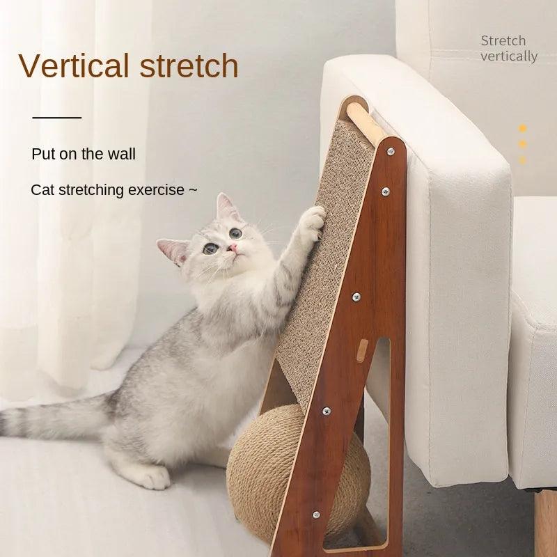 New Cat scratching board with vertical ball detachable scratching cat toy claw resistant to scrapping pet furniture - Animalerie en ligne Kat-Shop