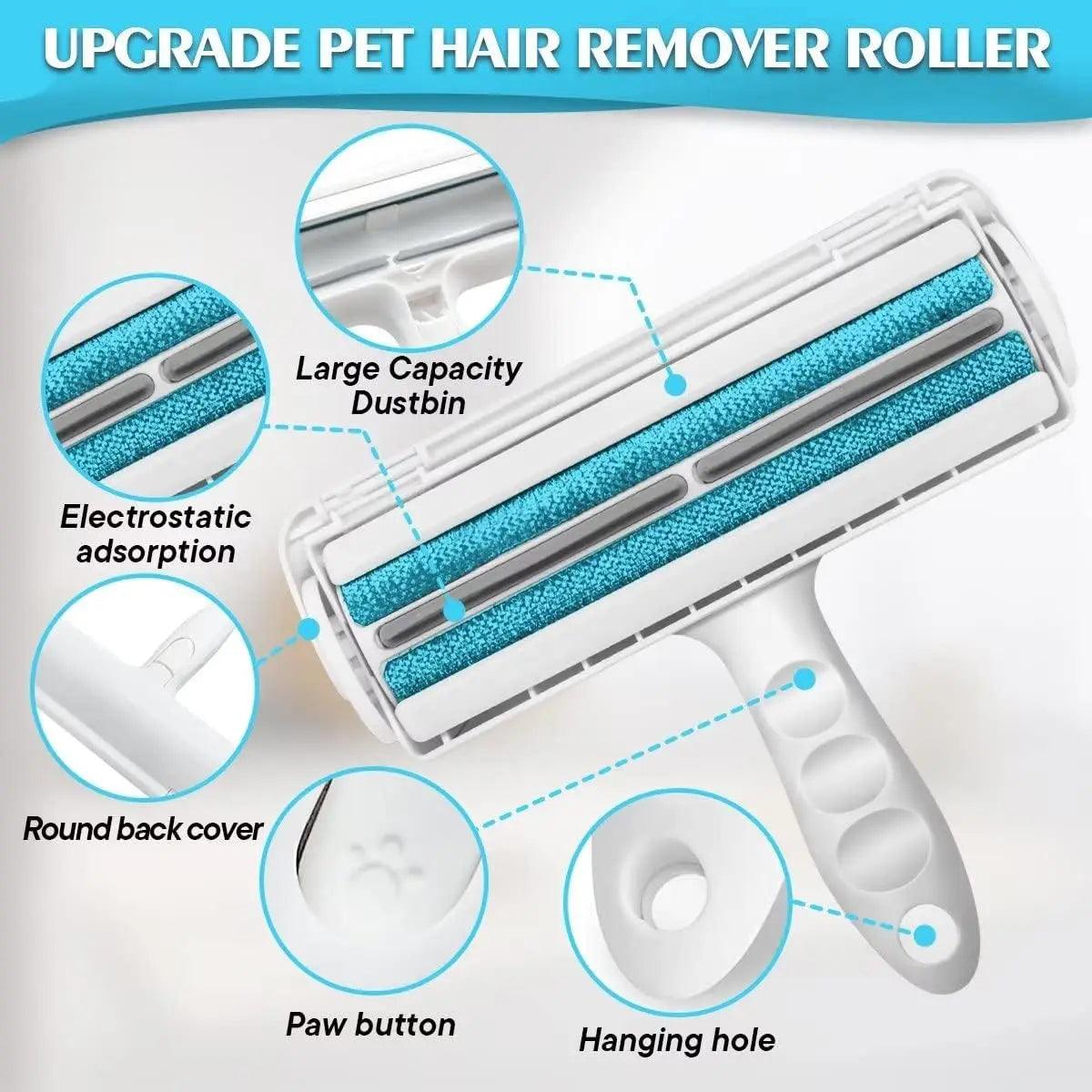 Pet Hair Remover Roller - Dog & Cat Fur Remover with Self-Cleaning Base - Efficient Animal Hair Removal Tool - Perfect for Furni - Animalerie en ligne Kat-Shop