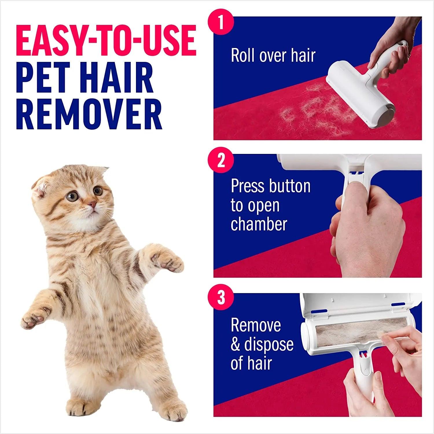 Pet Hair Remover Roller - Dog & Cat Fur Remover with Self-Cleaning Base - Efficient Animal Hair Removal Tool - Perfect for Furni - Animalerie en ligne Kat-Shop