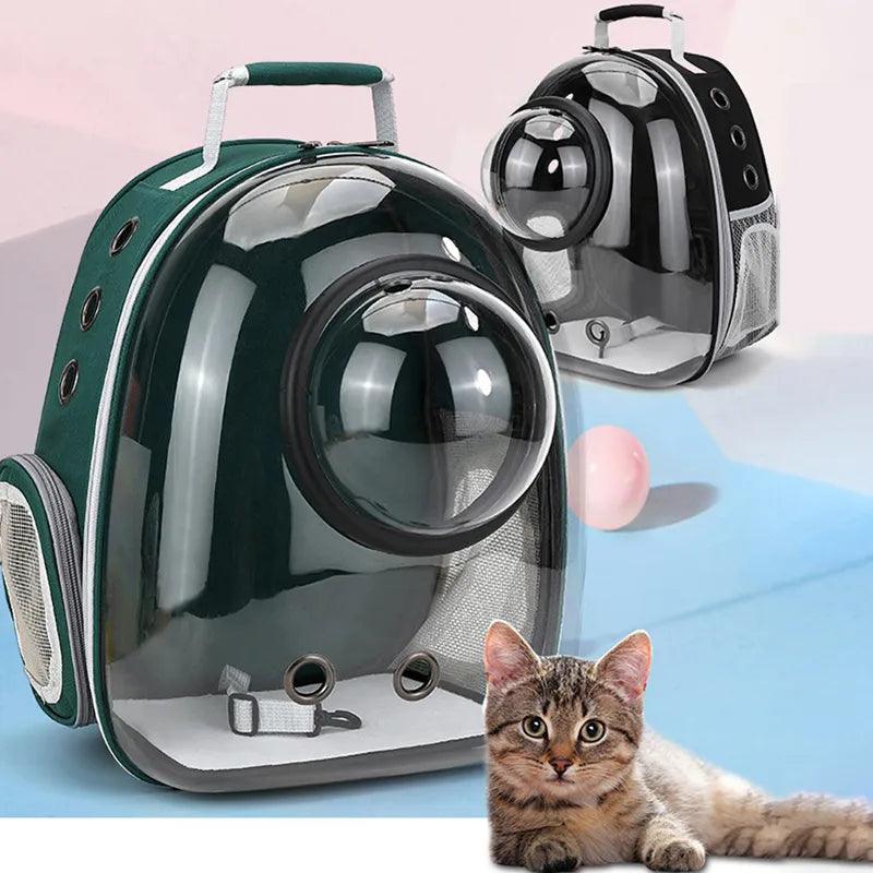 Sac à dos avec cloche plexiglas pour chat - Animalerie en ligne Kat-Shop