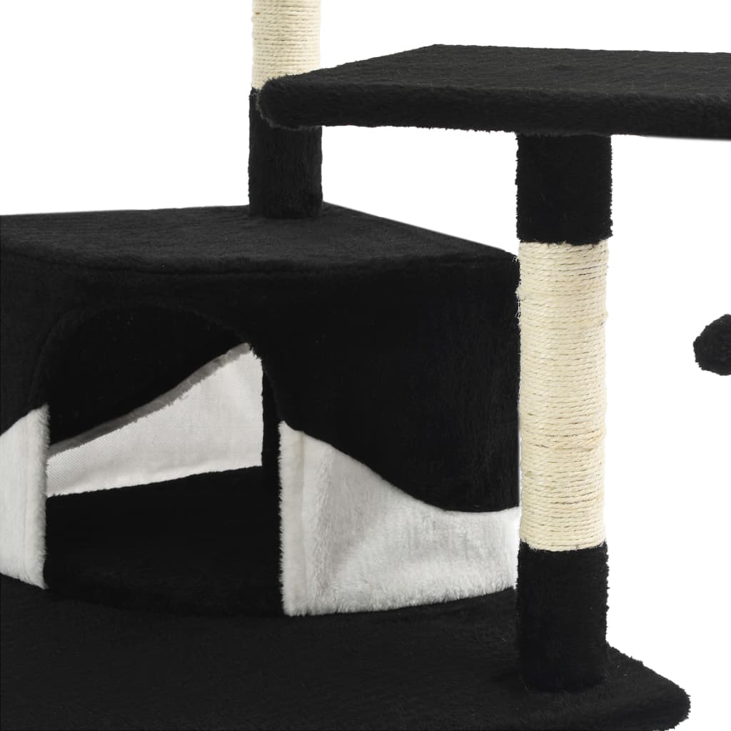 Arbre à chat avec griffoirs en sisal 203 cm Noir et Blanc