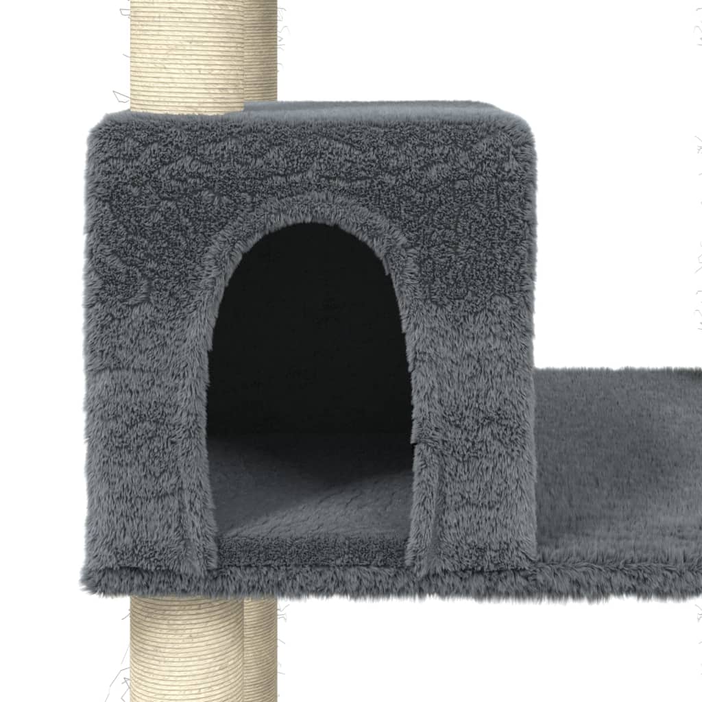 Arbre à chat avec griffoirs en sisal Gris foncé 141 cm