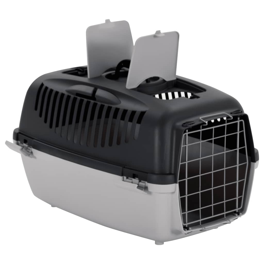 Transportkooi voor huisdieren Zwart grijs 61x40x38 cm PP