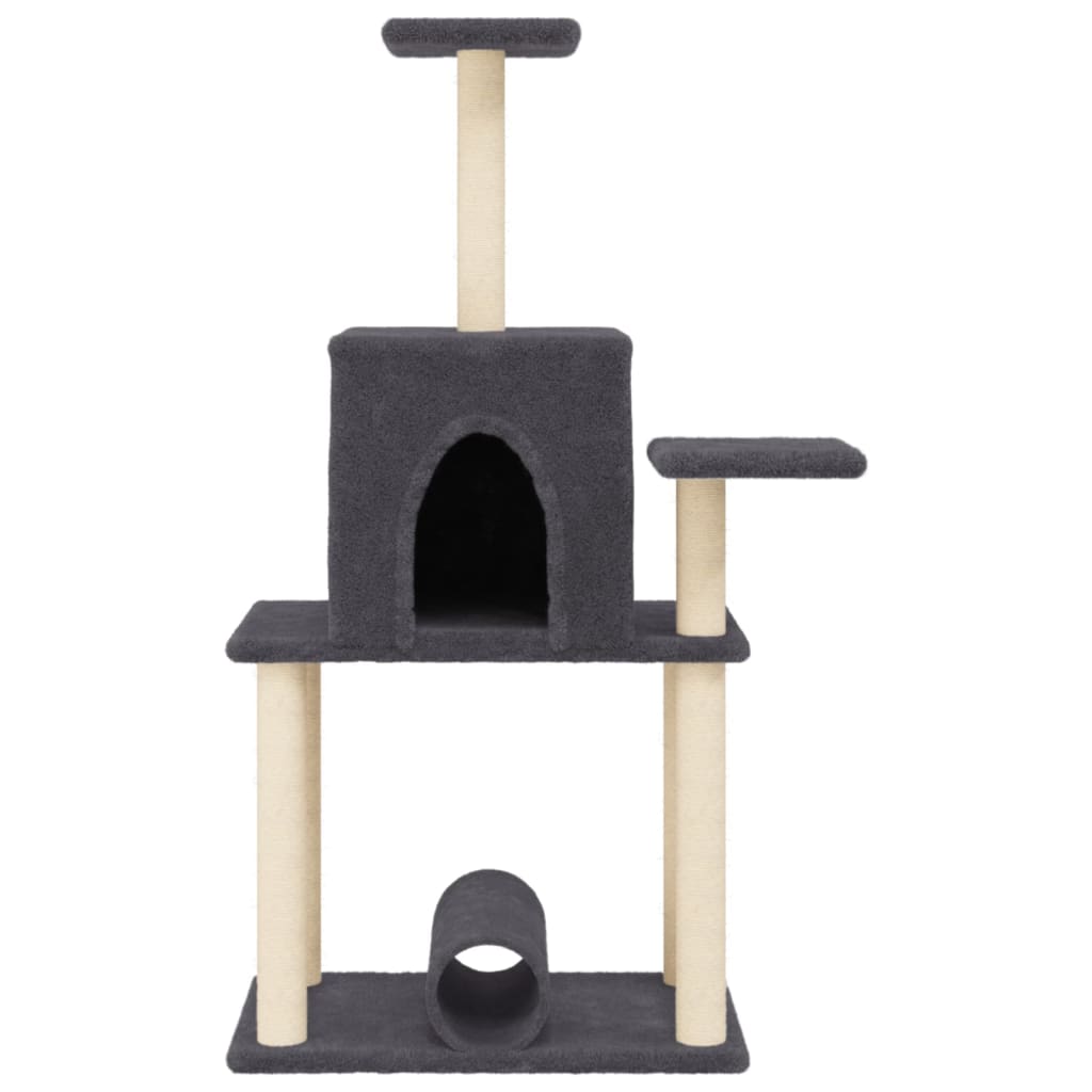 Arbre à chat avec griffoirs en sisal gris foncé 122 cm