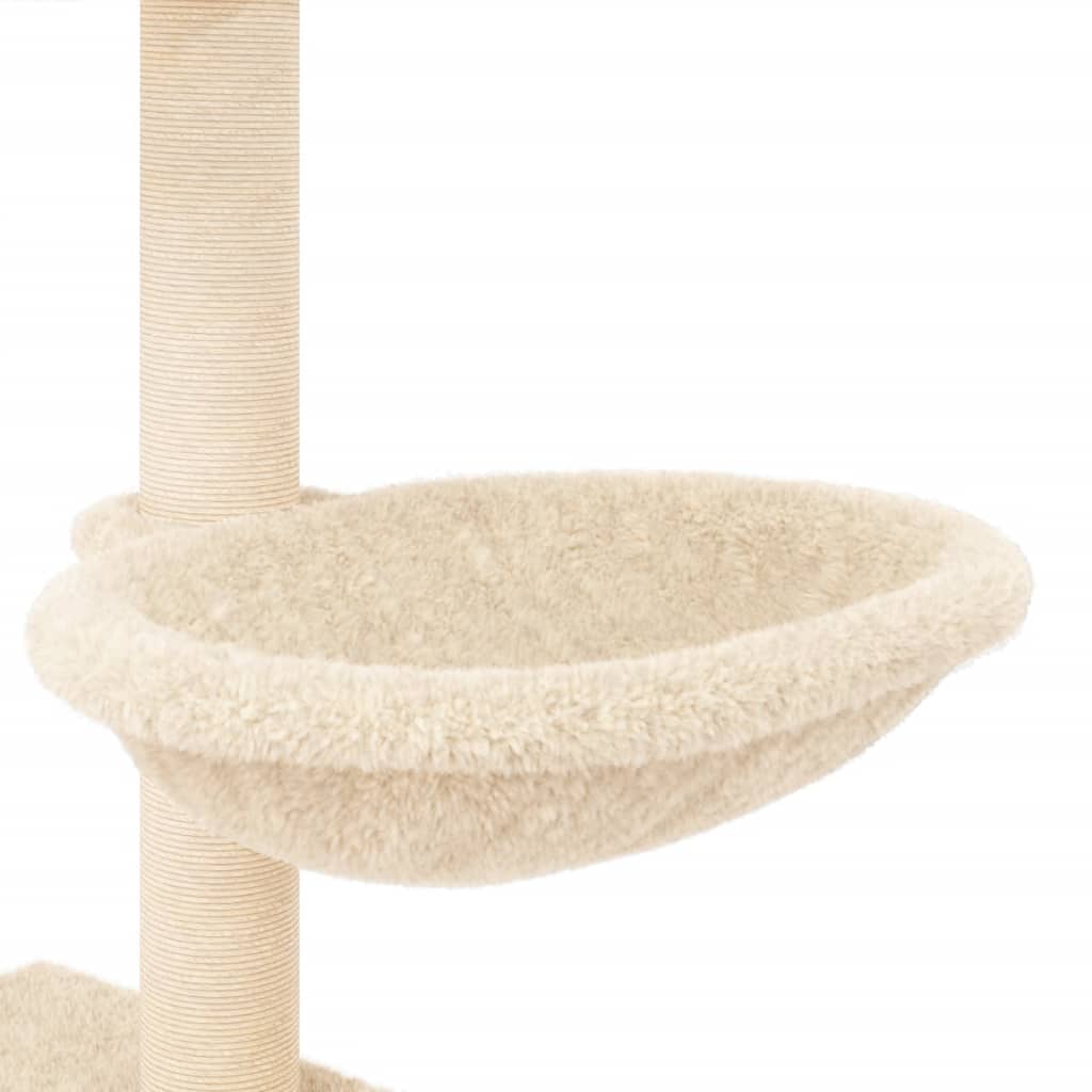 Arbre à chat avec griffoirs en sisal crème 117 cm