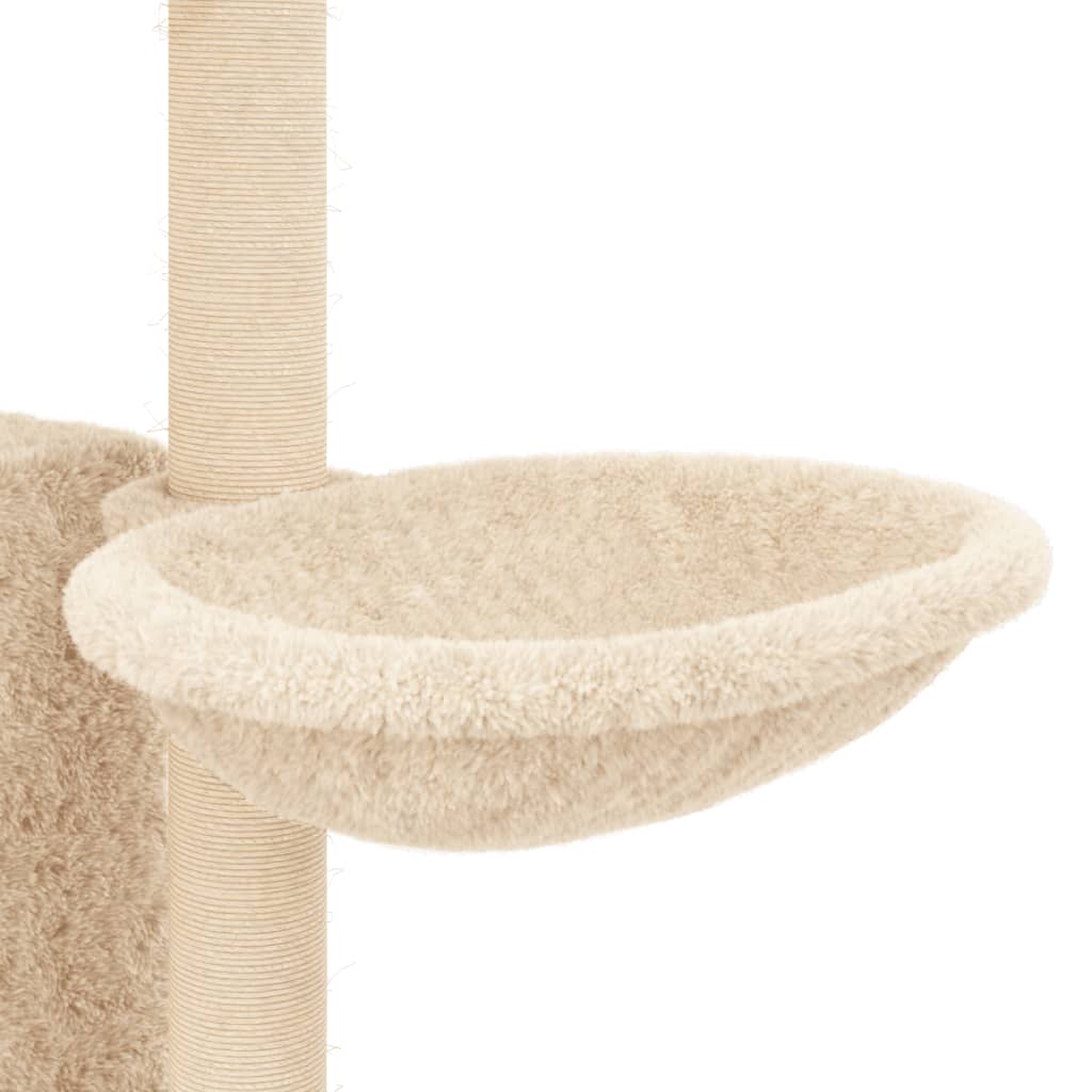 Crème sisal kattenboom met krabpalen 131 cm