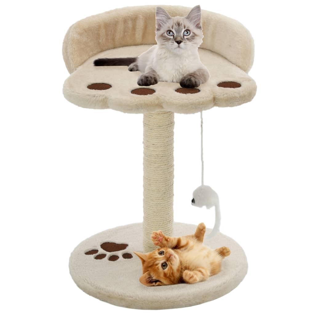 Arbre à chat avec griffoir en sisal 40 cm Beige et Marron - Animalerie en ligne Kat-Shop