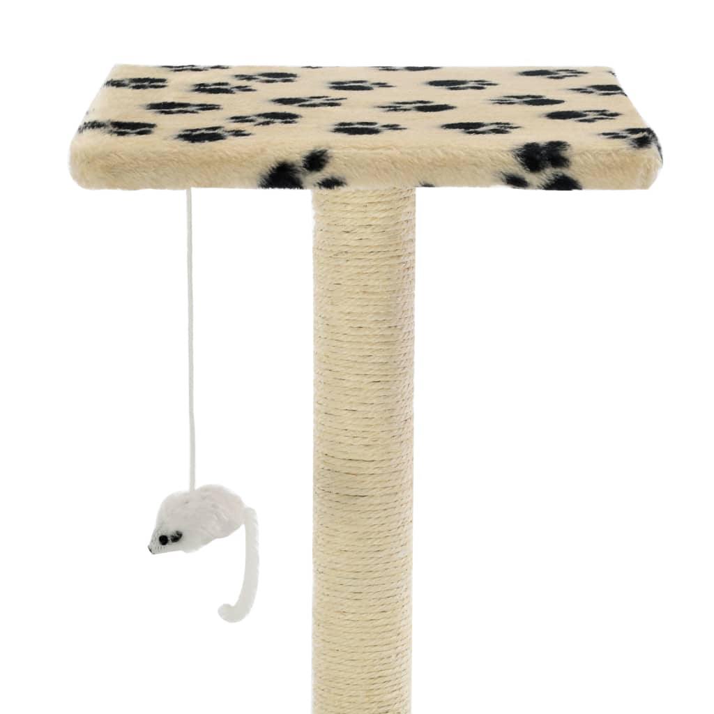 Arbre à chat avec griffoir en sisal 95 cm Beige Motif de pattes - www.kat-shop.be
