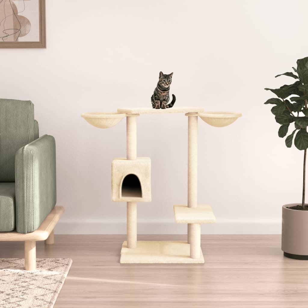 Arbre à chat avec griffoirs crème 82 cm - Animalerie en ligne Kat-Shop