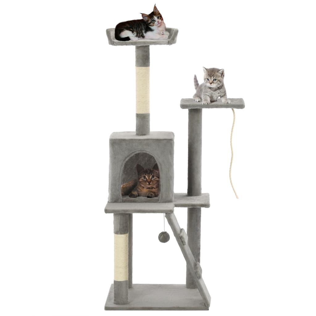 Arbre à chat avec griffoirs en sisal 120 cm Gris - Animalerie en ligne Kat-Shop