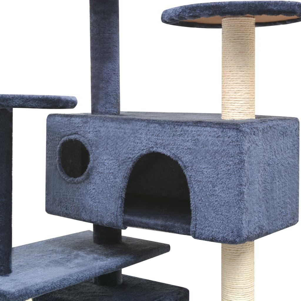 Arbre à chat avec griffoirs en sisal 125 cm Bleu foncé - Animalerie en ligne Kat-Shop