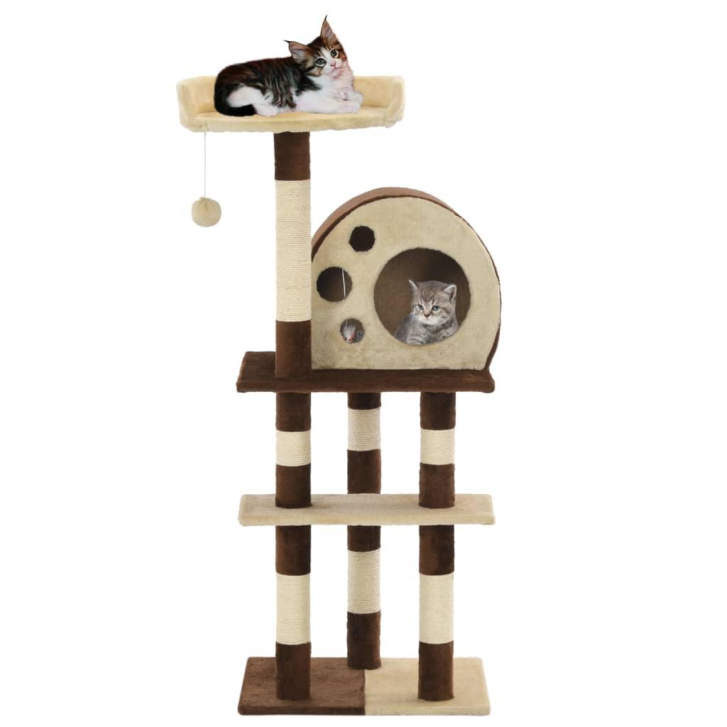 Arbre à chat avec griffoirs en sisal 127 cm Beige et marron - Animalerie en ligne Kat-Shop