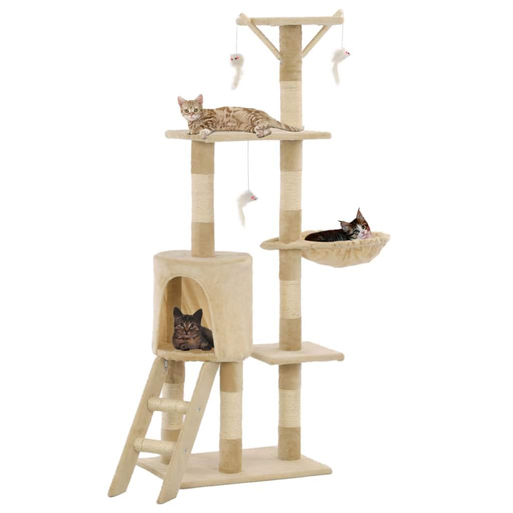 Arbre à chat avec griffoirs en sisal 138 cm Beige - www.kat-shop.be