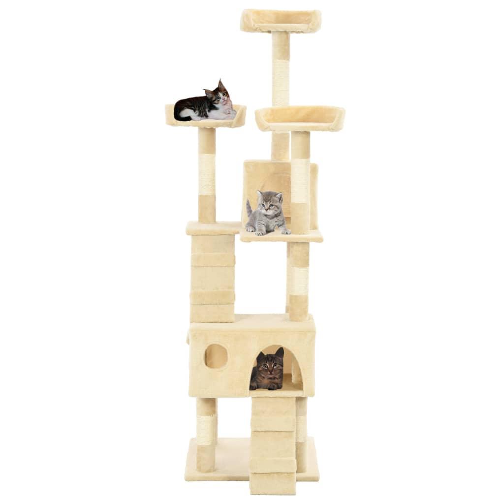 Arbre à chat avec griffoirs en sisal 170 cm Beige - Animalerie en ligne Kat-Shop