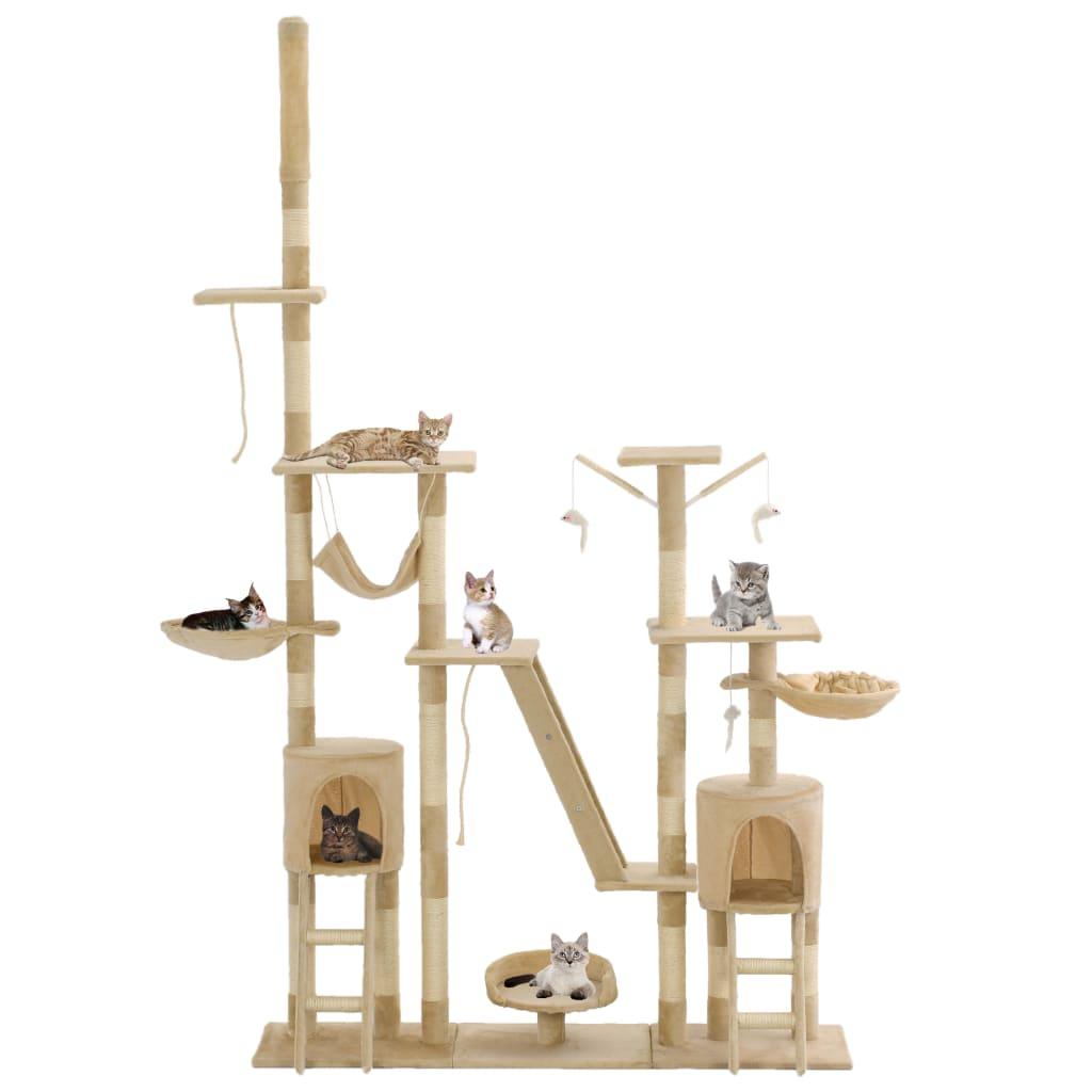 Arbre à chat avec griffoirs en sisal 230-250 cm Beige - Animalerie en ligne Kat-Shop
