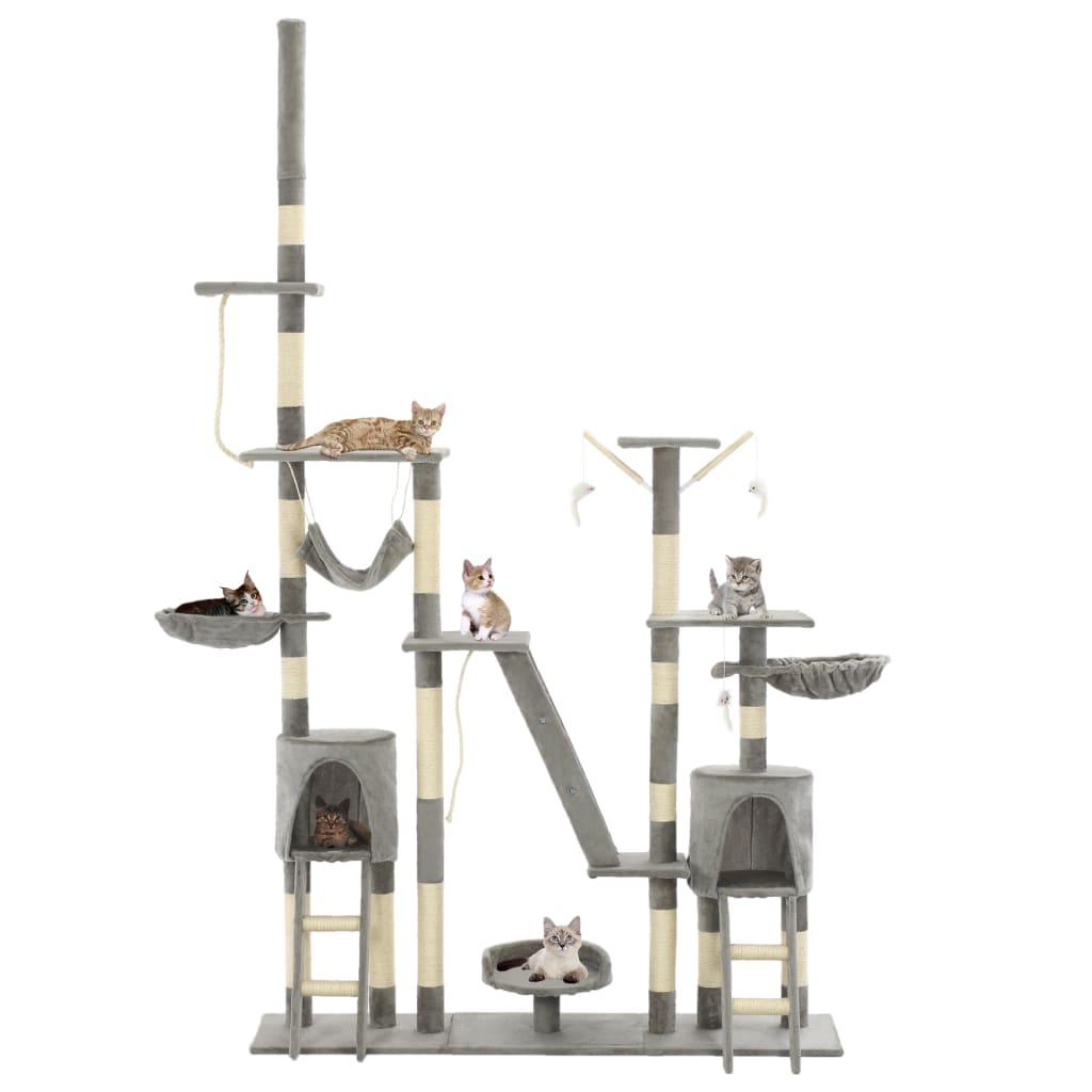 Arbre à chat avec griffoirs en sisal 230-250 cm Gris - Animalerie en ligne Kat-Shop