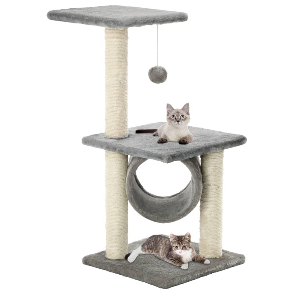 Arbre à chat avec griffoirs en sisal 65 cm Gris - Animalerie en ligne Kat-Shop