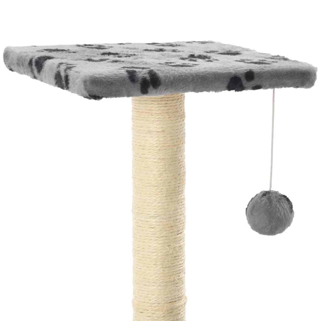 Arbre à chat avec griffoirs en sisal 65 cm Gris Motif de pattes - Animalerie en ligne Kat-Shop