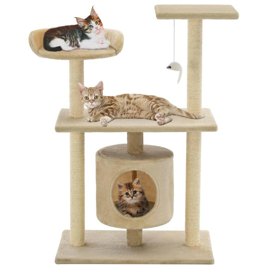 Arbre à chat avec griffoirs en sisal 95 cm Beige - Animalerie en ligne Kat-Shop