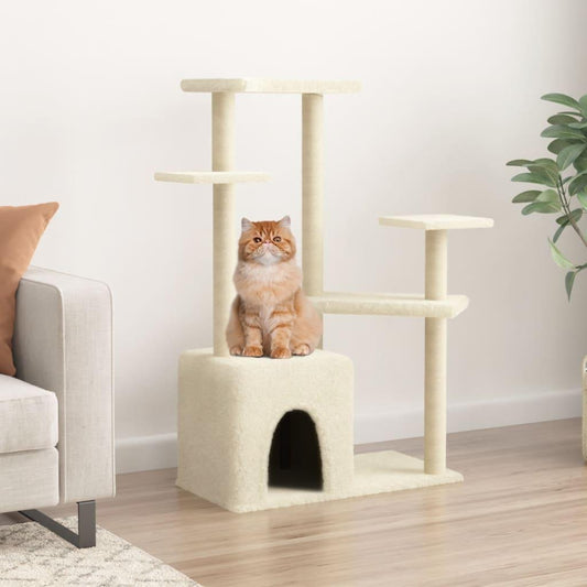 Arbre à chat avec griffoirs en sisal crème 107,5 cm - Animalerie en ligne Kat-Shop