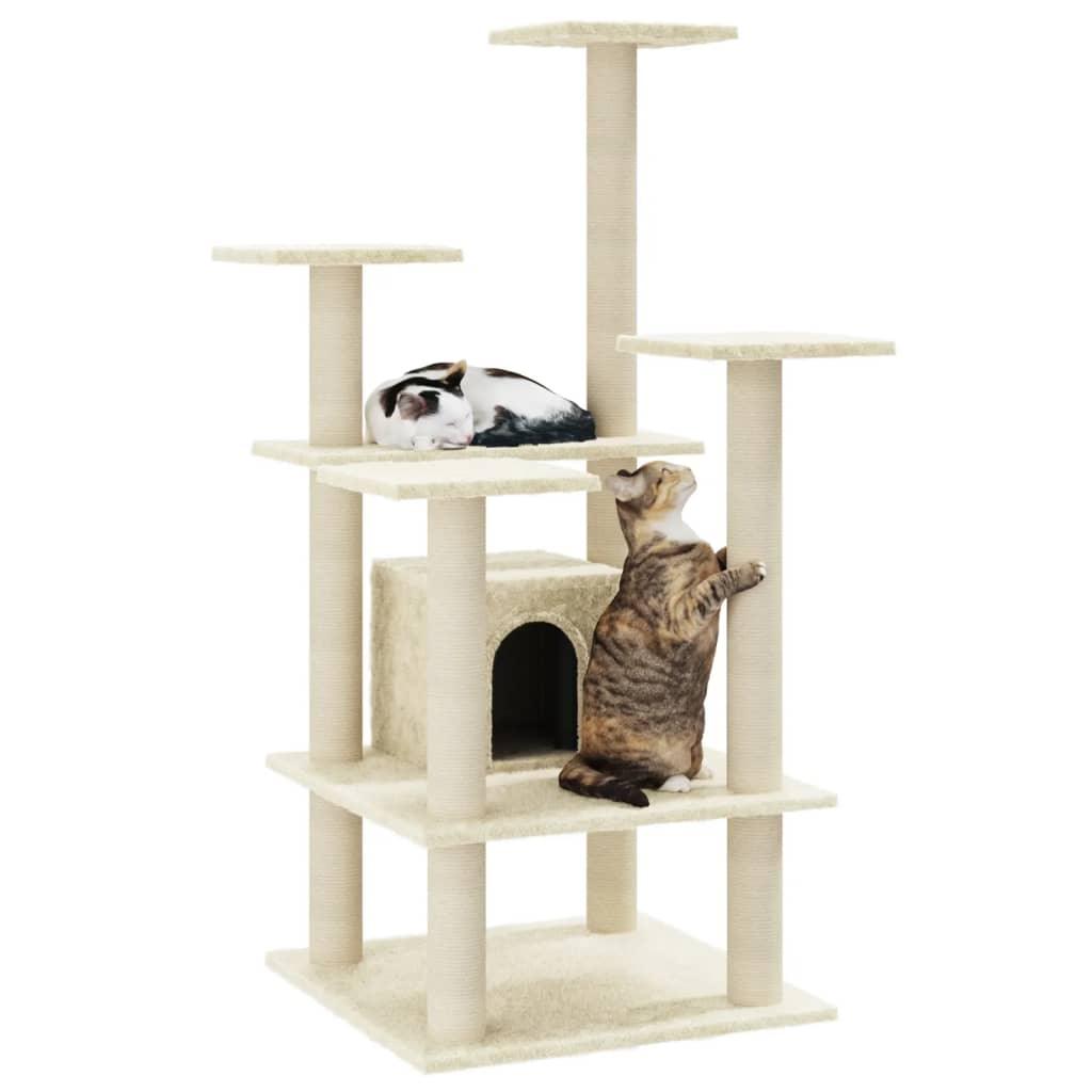 Arbre à chat avec griffoirs en sisal Crème 110 cm - Animalerie en ligne www.kat-shop.be