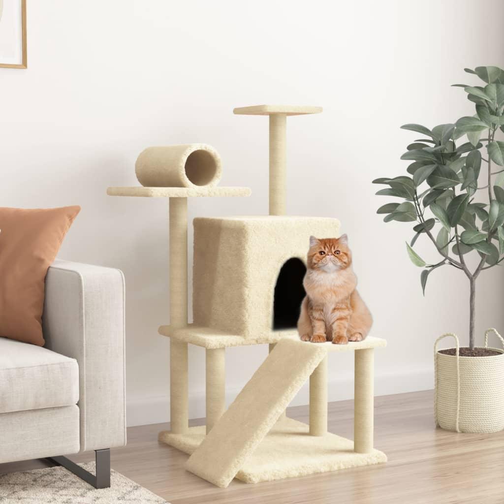 Arbre à chat avec griffoirs en sisal crème 110,5 cm - Animalerie en ligne Kat-Shop