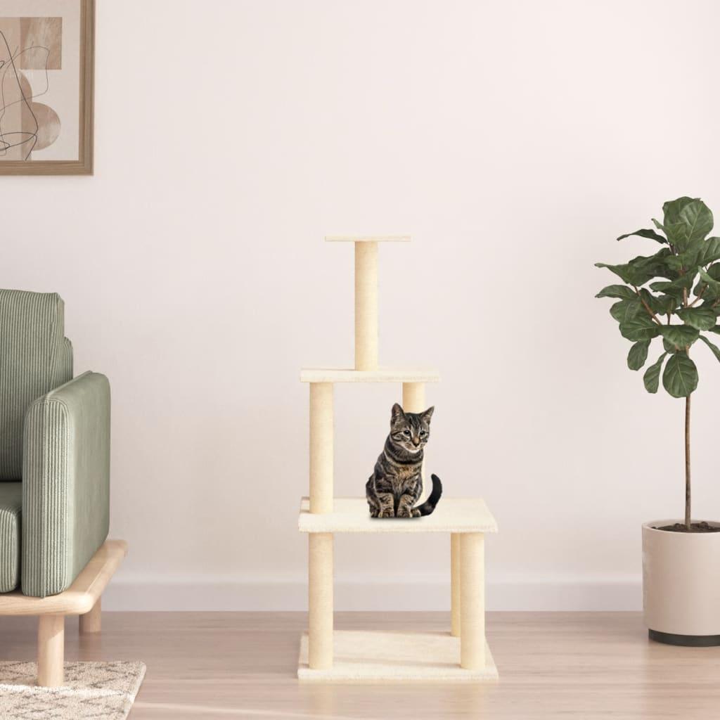 Arbre à chat avec griffoirs en sisal crème 111 cm - Animalerie en ligne Kat-Shop