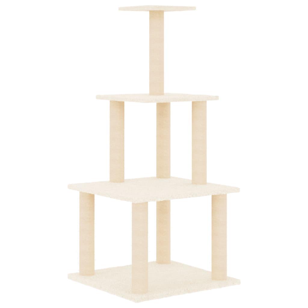 Arbre à chat avec griffoirs en sisal crème 111 cm - Animalerie en ligne Kat-Shop