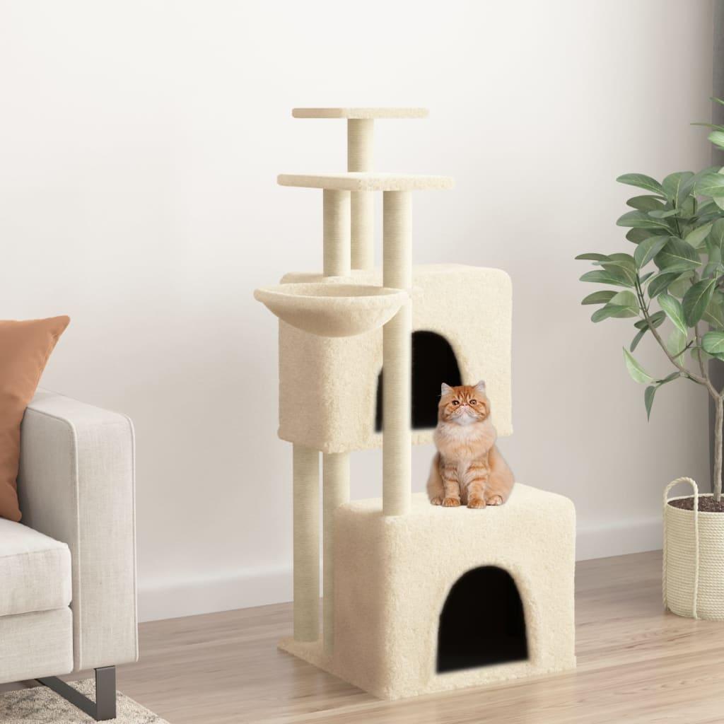 Arbre à chat avec griffoirs en sisal crème 122 cm - Animalerie en ligne Kat-Shop