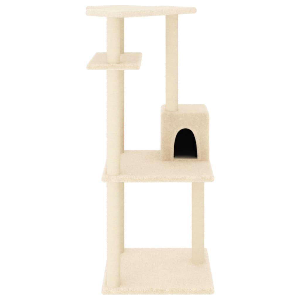 Arbre à chat avec griffoirs en sisal crème 123 cm - Animalerie en ligne Kat-Shop