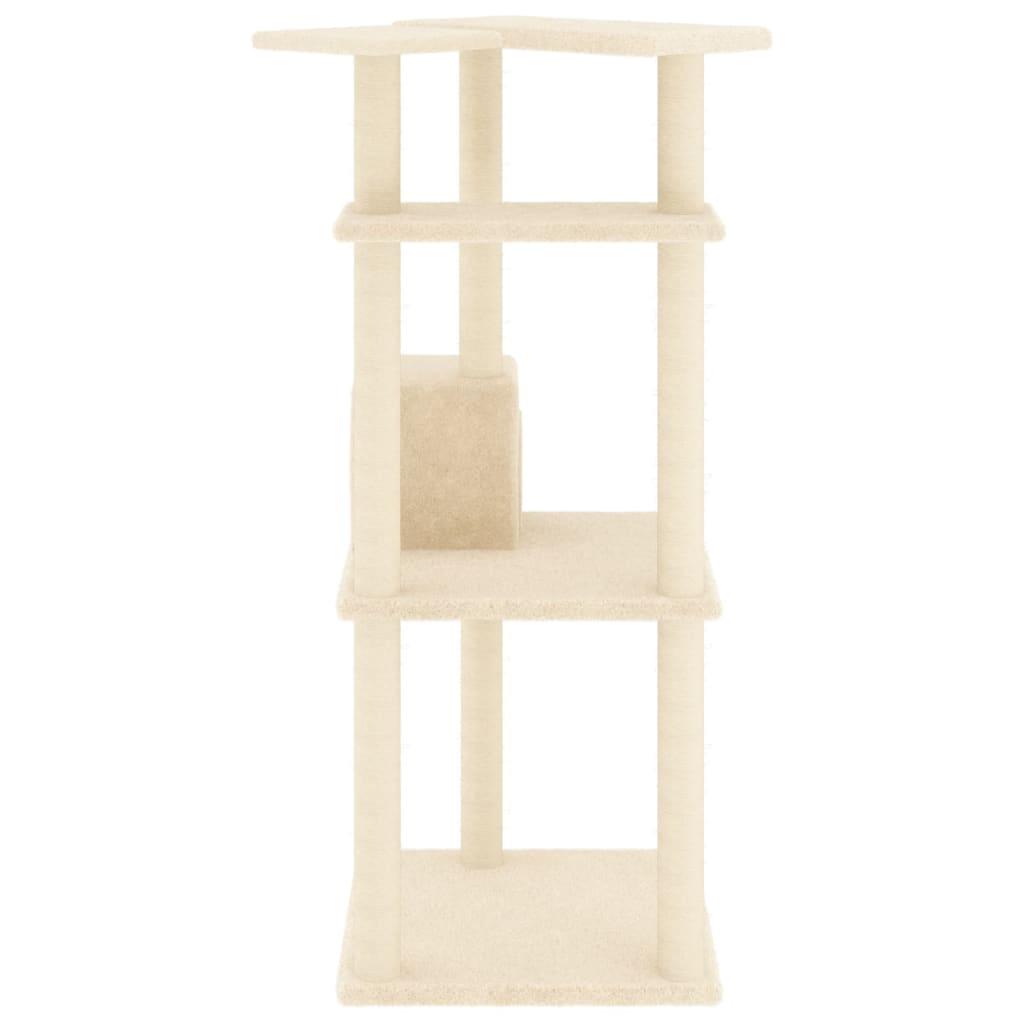 Arbre à chat avec griffoirs en sisal crème 123 cm - Animalerie en ligne Kat-Shop