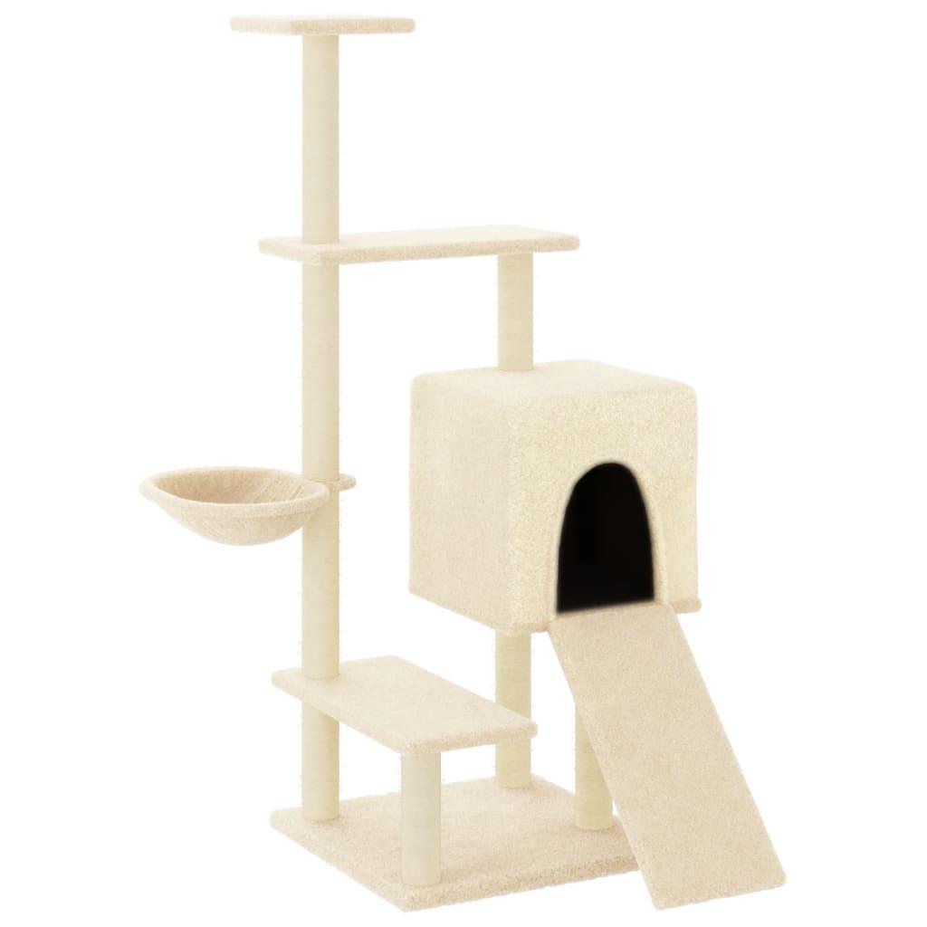 Arbre à chat avec griffoirs en sisal crème 130,5 cm - Animalerie en ligne Kat-Shop